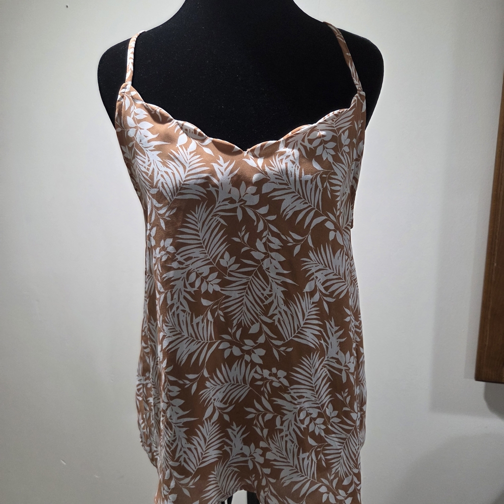 Sweet Wanderer Brown and White Floral Tank Top